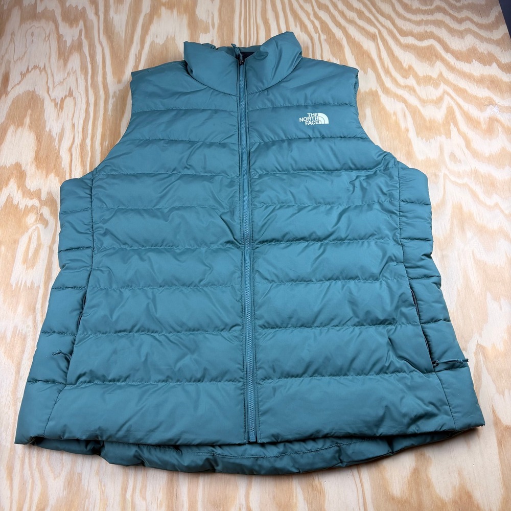 The North Face Aconcagua Teal Blue Puffer Vest Womens XL Full Zip Insulated